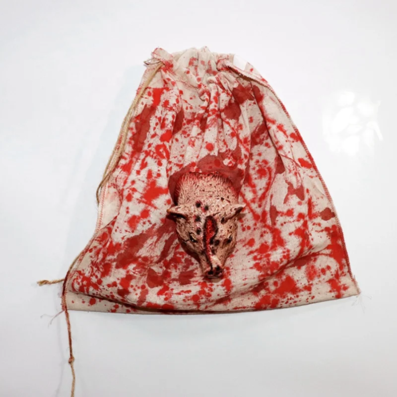 Halloween blood hanging bag spider head bloody ghost face accessories horror props,disgusting trick or treat pockets, candy bags