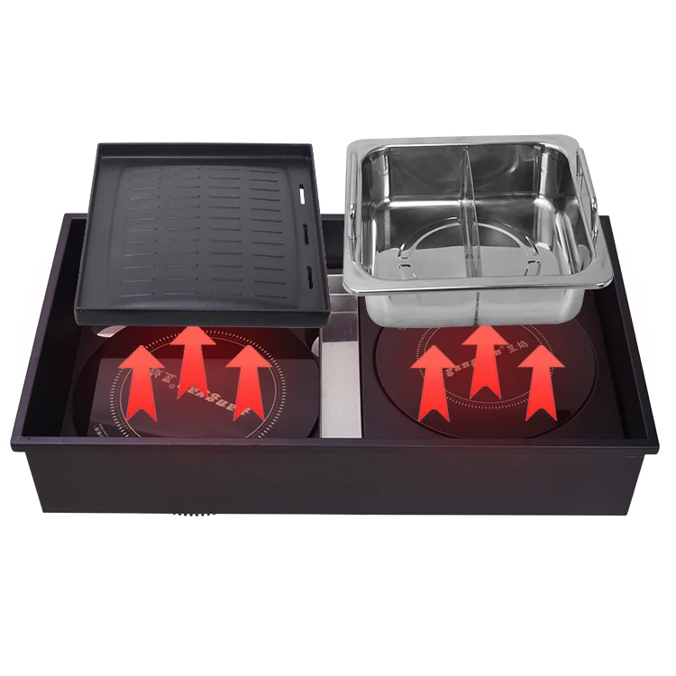 Korean bbq grill hot pot integrated square electric grill mandarin duck hot pot grill