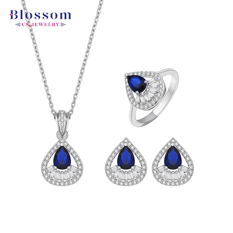Trending Indian Jewelry Set Wholesale Women Earrings Luxury 925 Sterling Silver Gemstone Jewelry