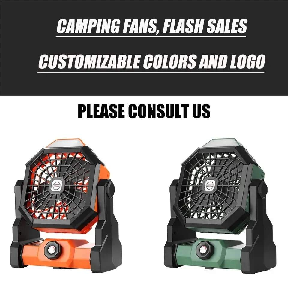 Portable Camping Lights Lantern with Fan Outdoor Rechargeable Camping Fan Worklight