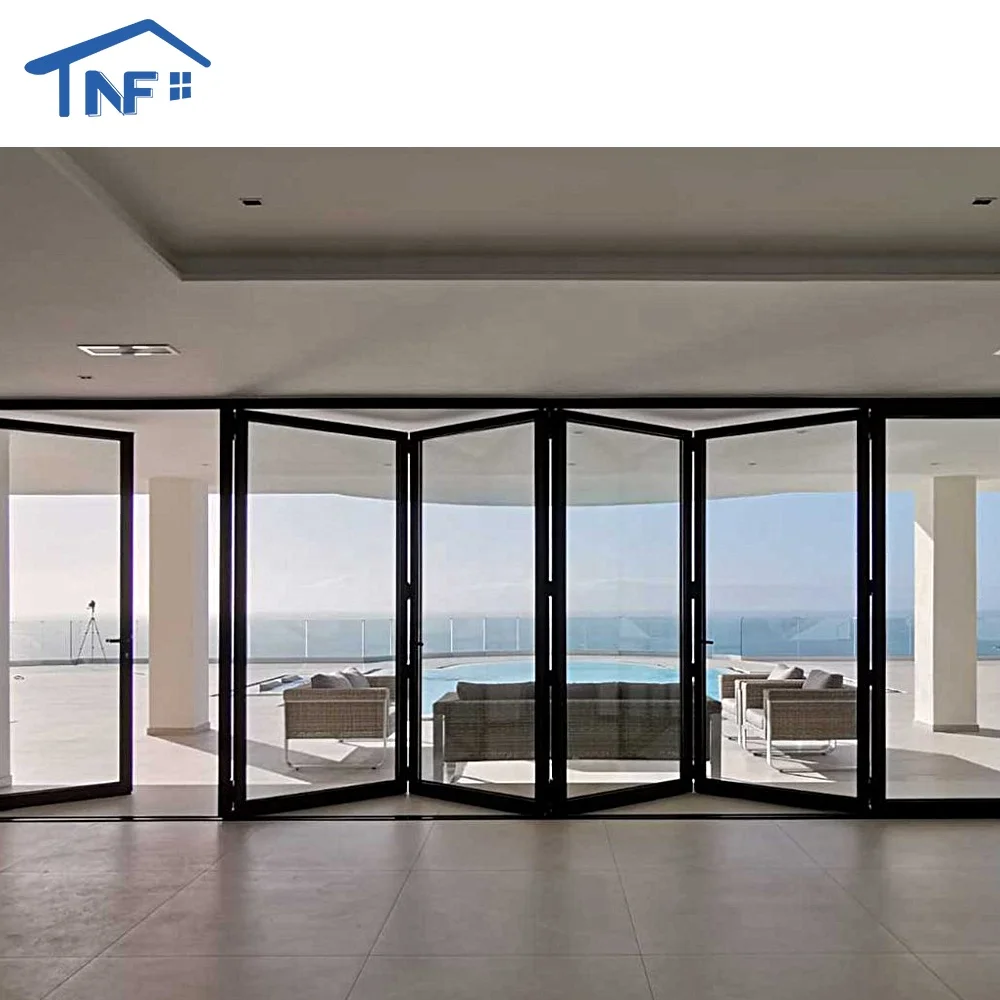 NF американская распродажа сертификат NFRC алюминиевая двойная дверь стеклянная складные двери для патио