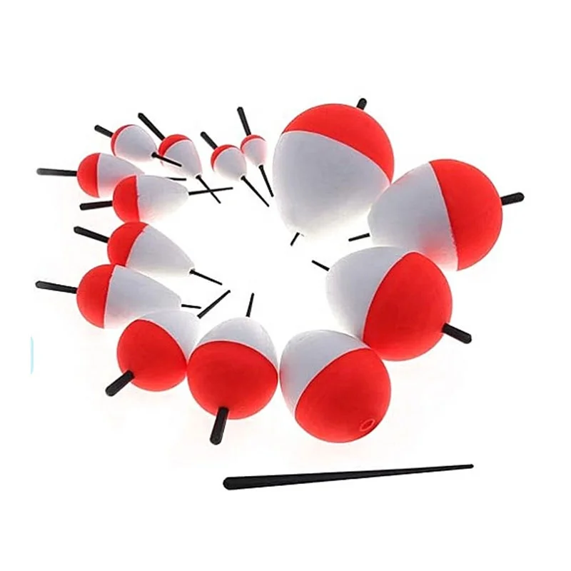 Hard Foam Fishing Bobbers with Stick Red White Fishing Float set for Crappie Panfish Walleyes Bass Trout