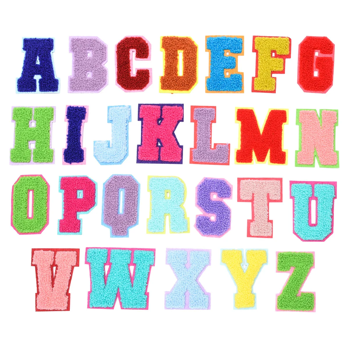 iron on colorful Alphabet Chenille embroidered patches 7cm A-Z letter embroidery patch for kid garment clothing DIY accessories