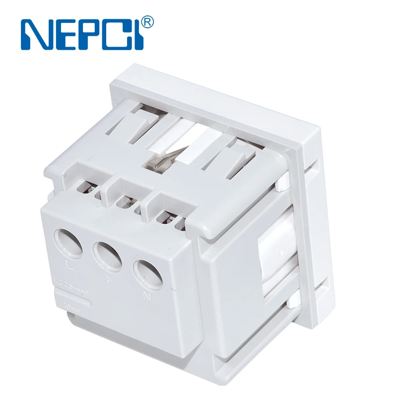 NEPCI IEC certified schuko socket, German socket  45*45mm XJY-QB-57