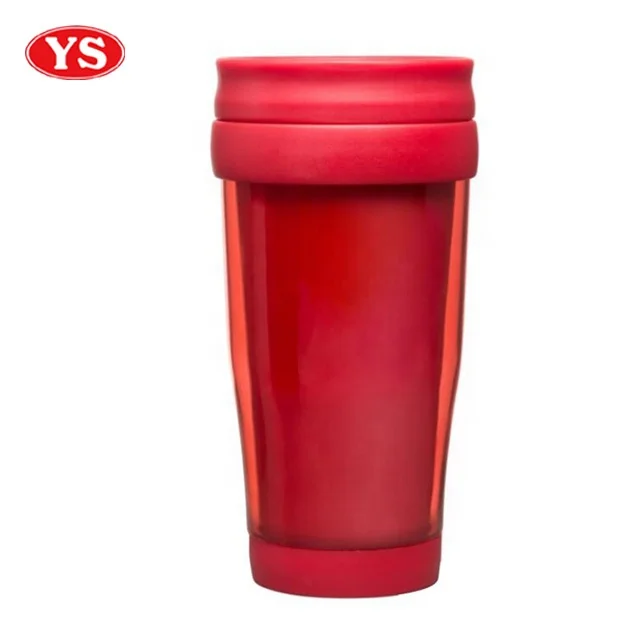 14oz double wall plastic auto coffee travel tumbler with screw lid
