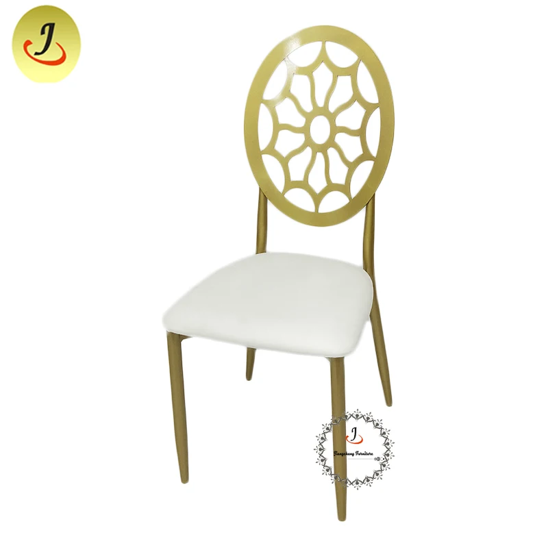 JC-SSC02 Wholesale latest design modern stacking leather round back wedding iron hotel dining chair