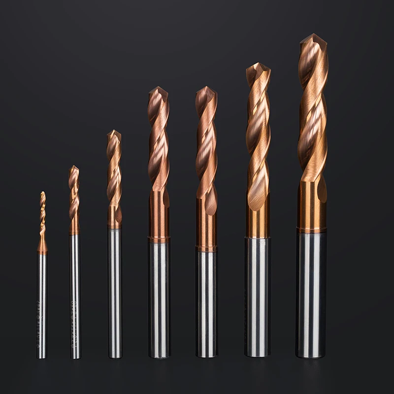 HUHAO HRC65 spiral twist milling cutter metal drill hole bits carbide coated cnc milling end mills H0100901