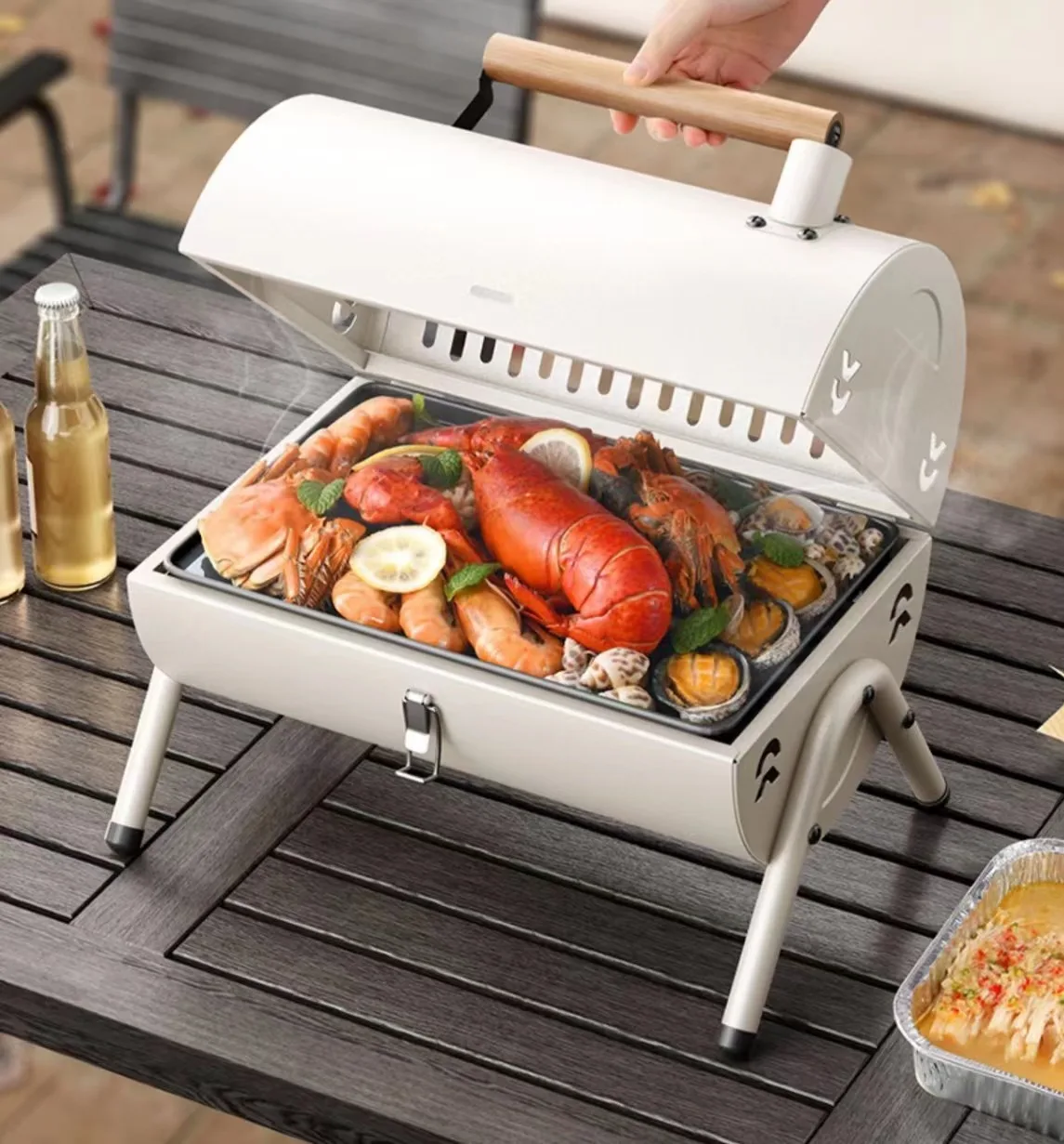 Barbecue Grill Outdoor Barbecue Grill Portable Charcoal Camping Barbecue Equipment Tools Carbon Baking Full Set
