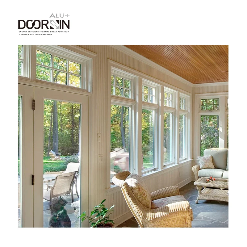 Passive House Customized Windows Hurricane Impact Sound Insulated White Thermal Break Aluminum Crank Glass Windows