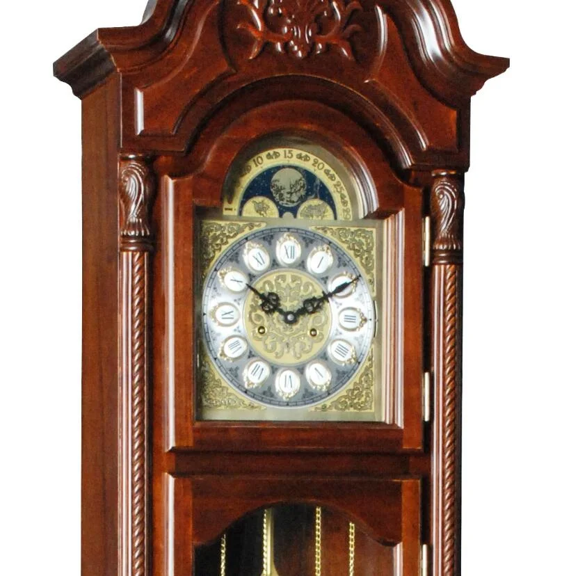 Grandfather Floor Pendulum  Clock Gold Tone & Arched with Pendulum and Dual Chimes