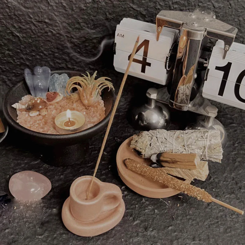 INS minimalist handmade Palo Santo bracket ceramic home decor incense holder candle holder Palo Santo tray ceramic container