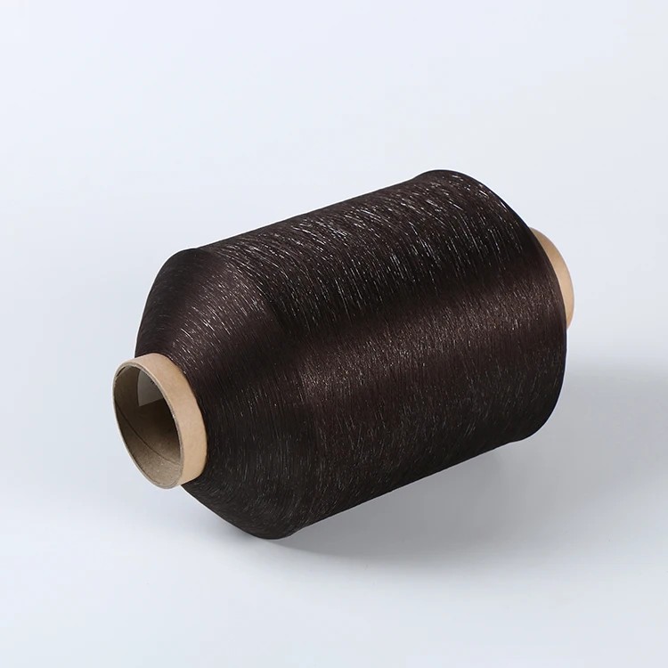 Direct factory dope dyed black FDY DTY polyester Texturized twist yarn for woven label fdy polyester yarn bright