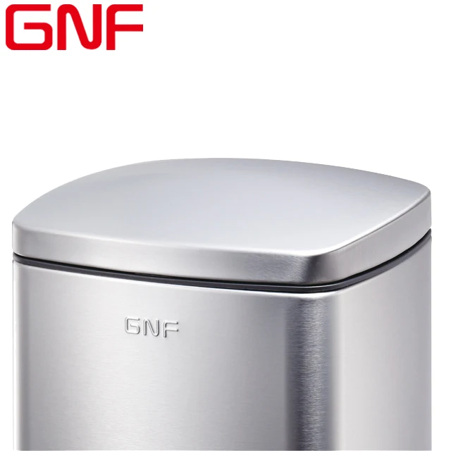 GNF 8L stainless steel square pedal bin kitchen food waste pedal bin metal diaper pail