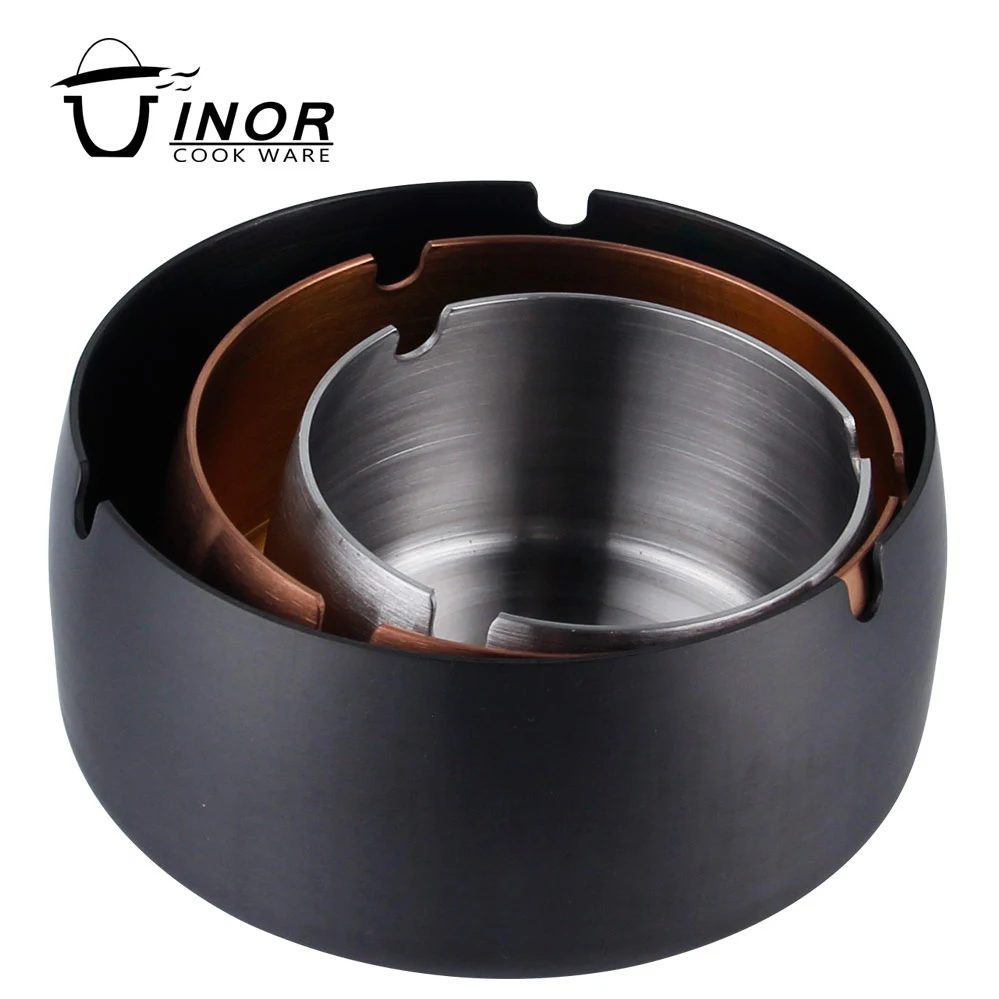 Windproof custom round stainless steel metal cigar ashtray for indoor and outdoor colorful ash tray