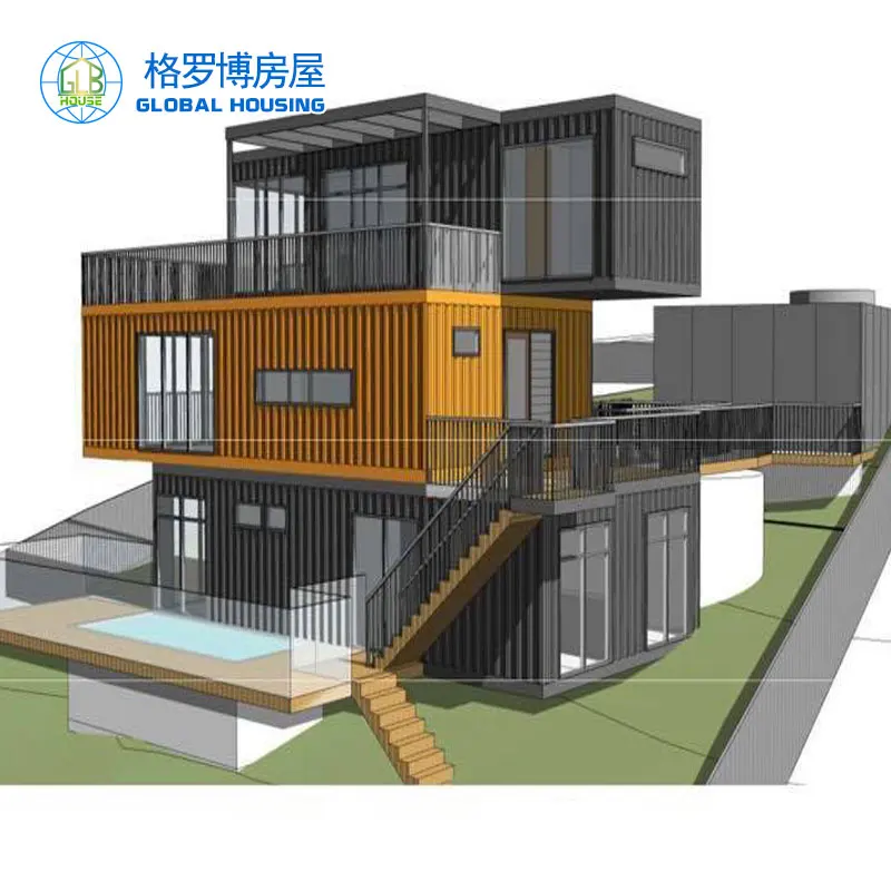 modern low beach small wall panel for prefab villa house pre fabricated house garden modular house malaysia