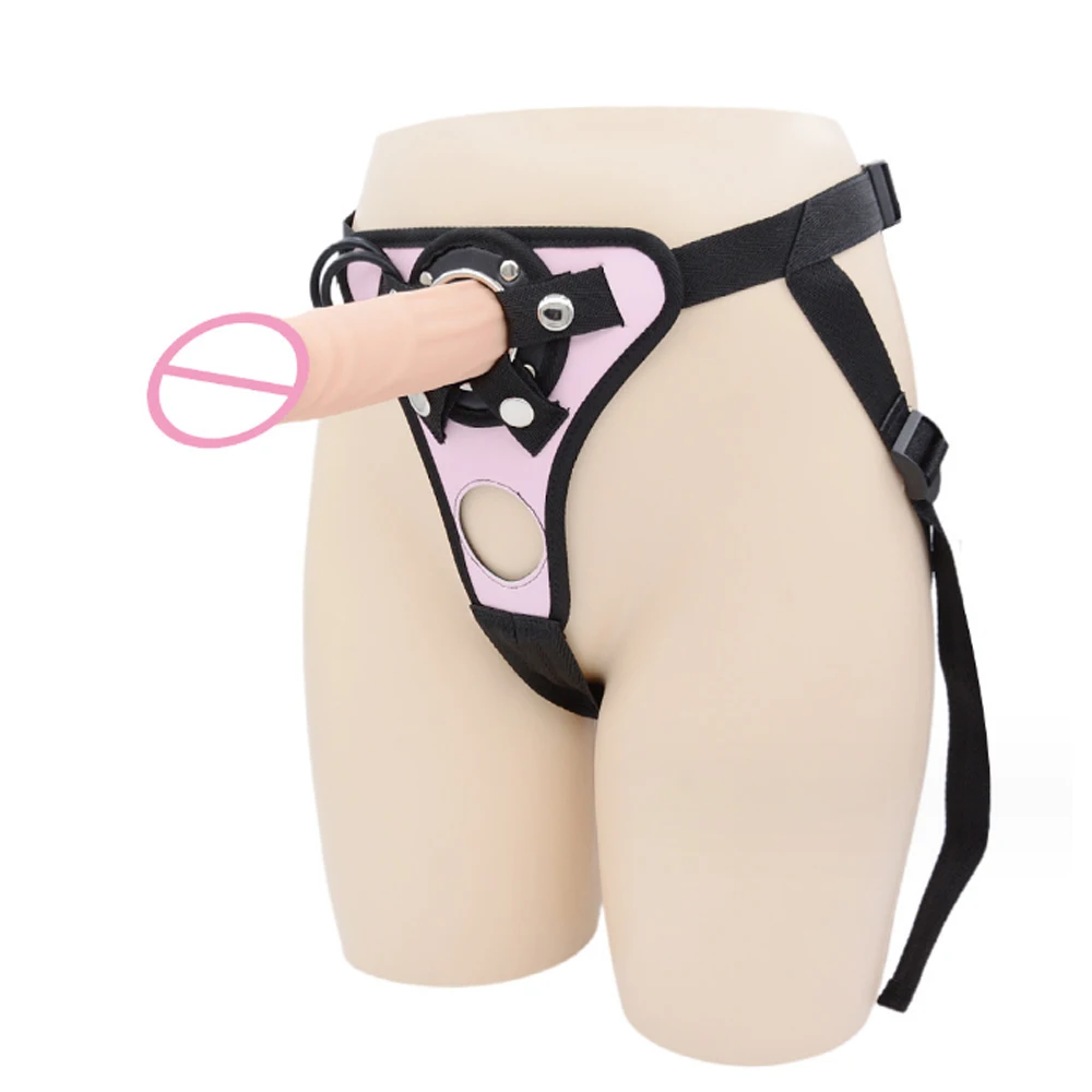NEW Wearable Soft Silicone Dong Strap On double Dildo Panties Adjustable Harness Realistic Penis