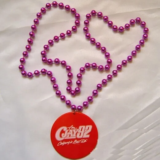 Custom Logo Printed medallion Mardi Gras Beads Necklace