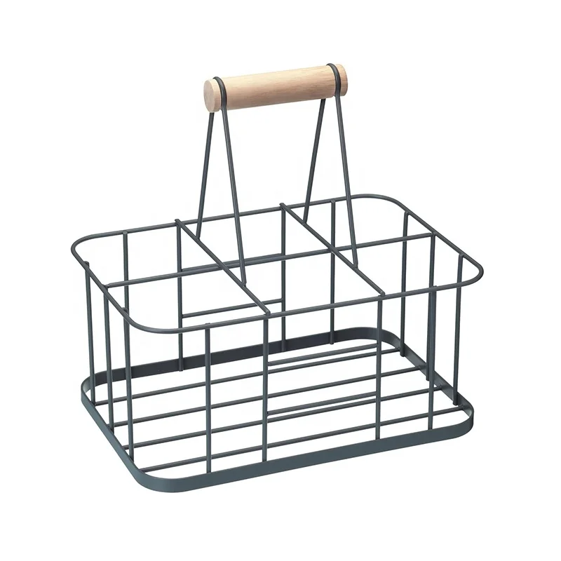 Living Nostalgia Wire Metal Milk Crate/Bottle Carrier 29 x 20 x 13 cm - Grey