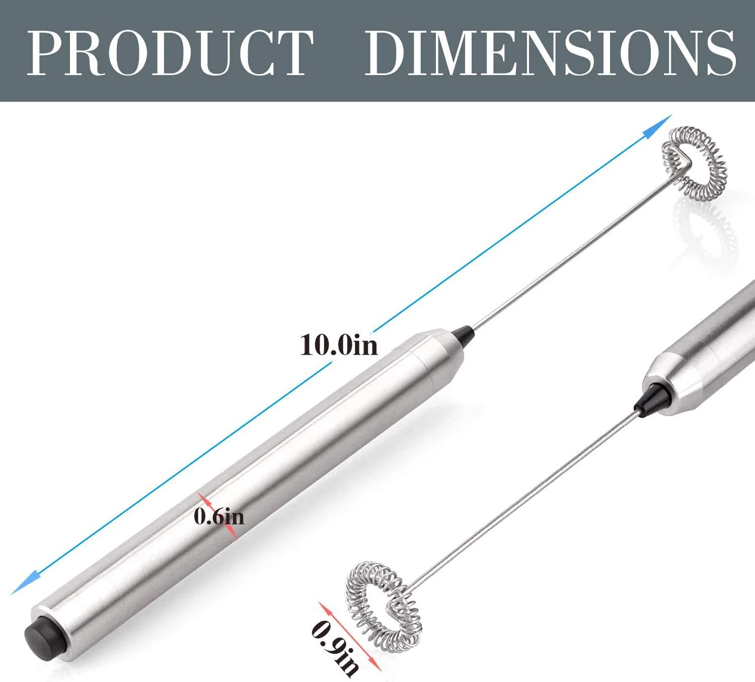 Automatic AAA Battery Powered Stainless Steel Electric Whisk Customized logo Electric Milk Frother for coffee