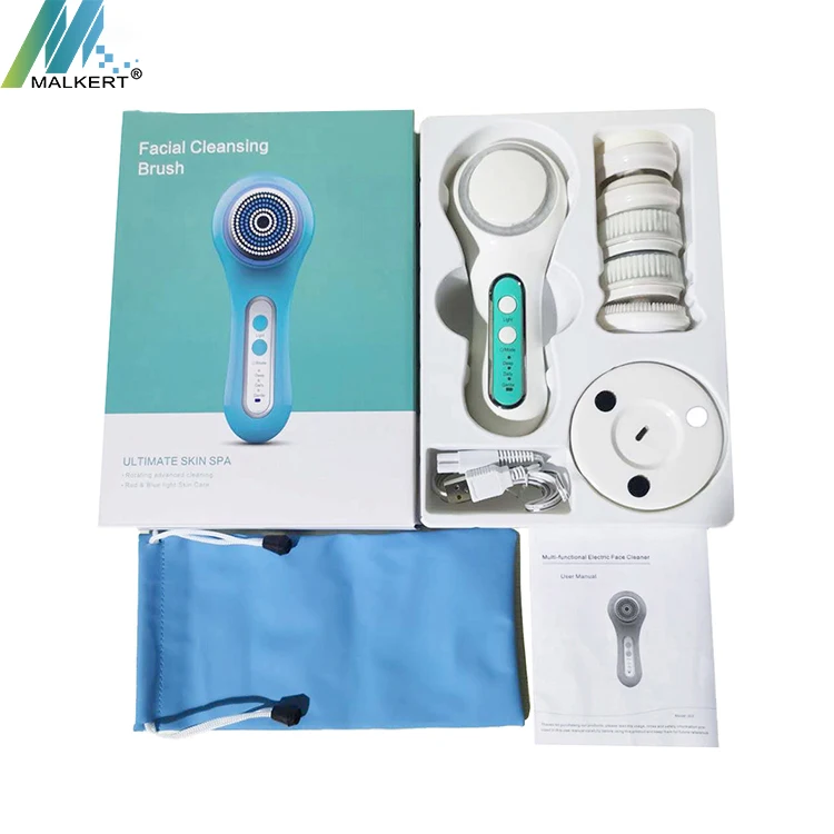 
2021New design cheap 3 in 1 Rechargeable ultrasonic wave magnetic massage silicone sonic rotating facial cleansing brush 
