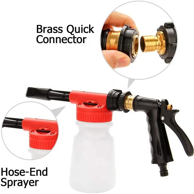 Adjustable Water Pressure & Soap Ratio Dial Car hose end Wash Foam Gun Sprayer bottle