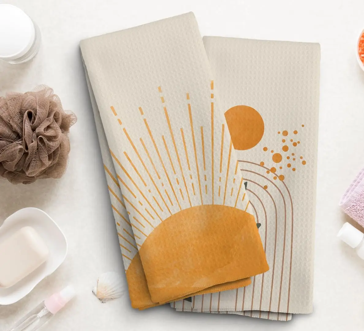 Personalized recycled Waffle Weave Tea Towel Super Absorbent Knitted Kitchen Towel  Custom Printing