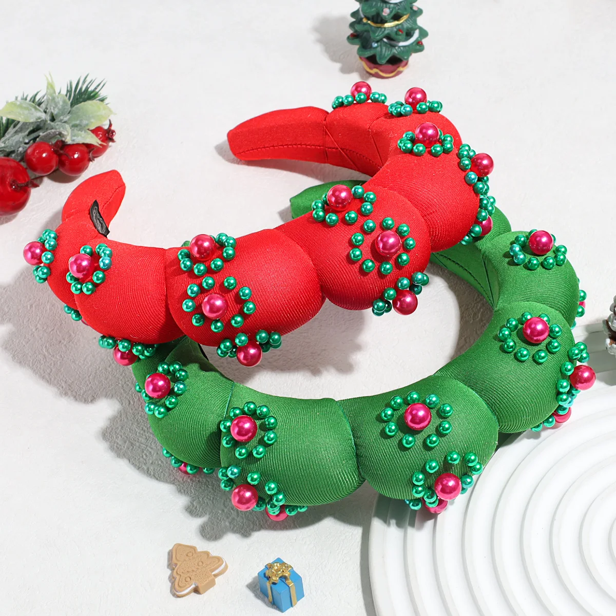 Fashion simple personality three-dimensional imitation pearl cloud sponge headband with high head headband hair accessories