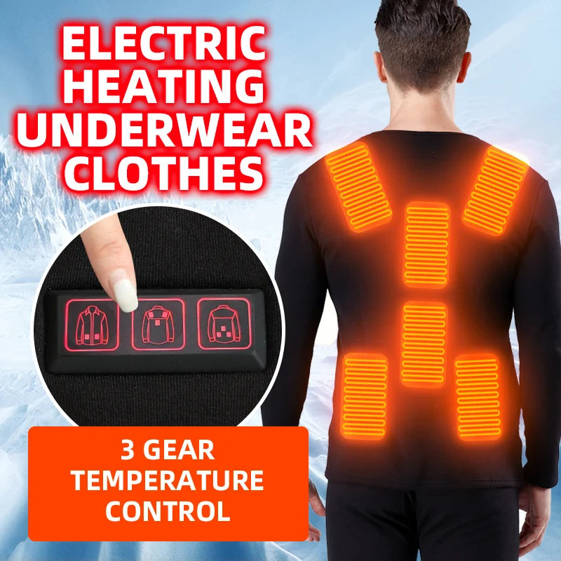 Одежда с интеллектуальным подогревом, костюм с постоянной температурой и подогревом, Мужская зимняя популярная одежда с USB, черное термобелье для женщин
