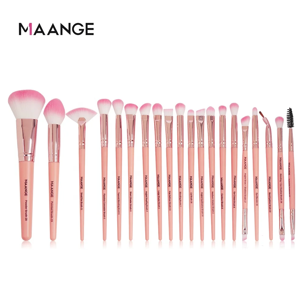 MAANGE Factory Direct Pink Makeup Brushes for Foundation Blusher Eyeliner Best Beauty Tools for Face Blending Cosmetics