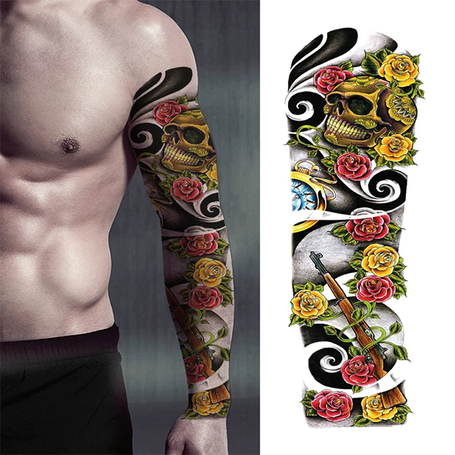 Wholesale Temporary Tattoo Factory Cool Men Women Waterproof Temporary Tatoo Sticker Full Arm