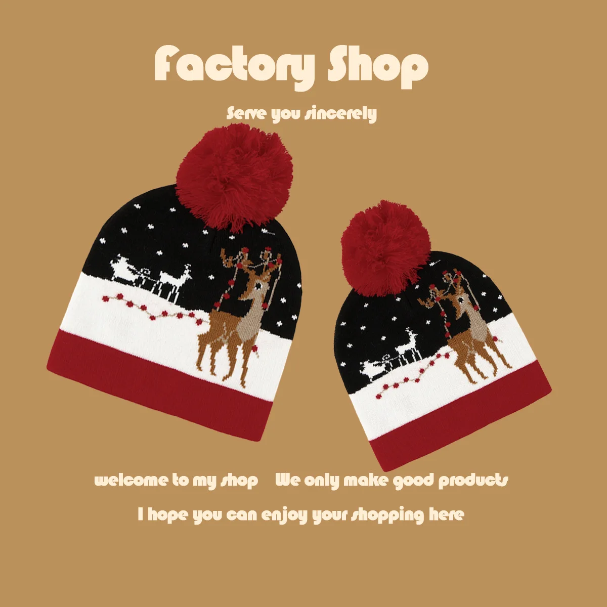 Christmas Pattern wool hat vintage British Style fashion cotton knitting hat with pom pom outdoor winter hats Wholesale