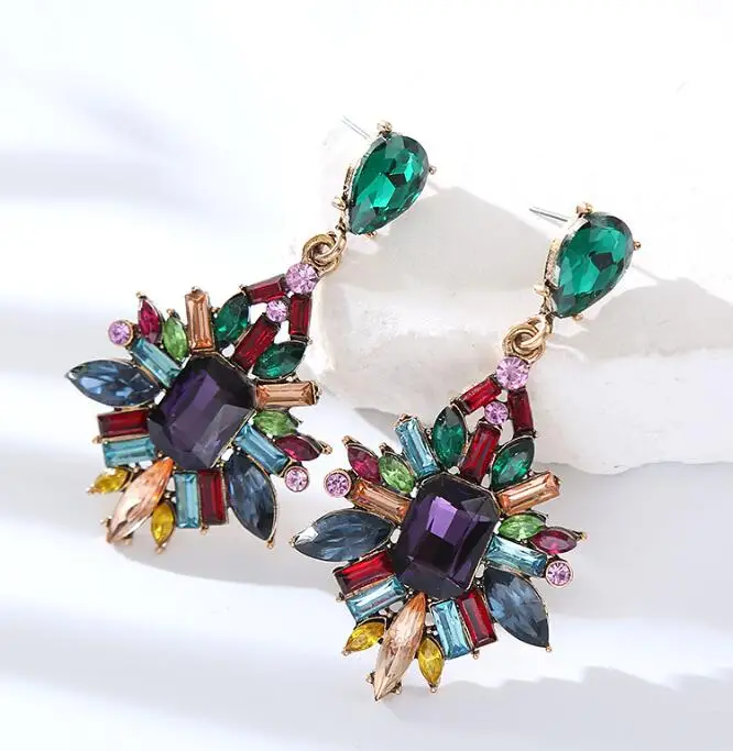 Fashion New Baroque Crystal Studded Beads Big Tassels Luxury Women Earring