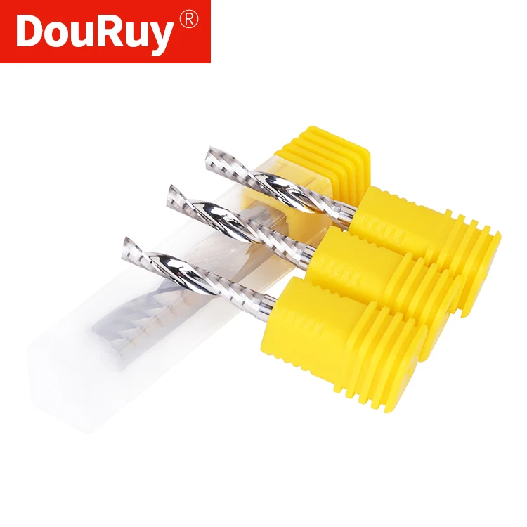 DouRuy CNC solid carbide milling cutter Single Flute Spiral Engraving Router Bit CNC Carving Bit For Hard wood