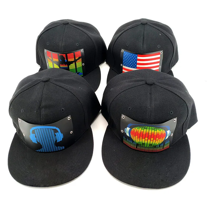 
Wholesale EL panel equalizer flash sound activated luminous LED hat cap light up hats for party 
