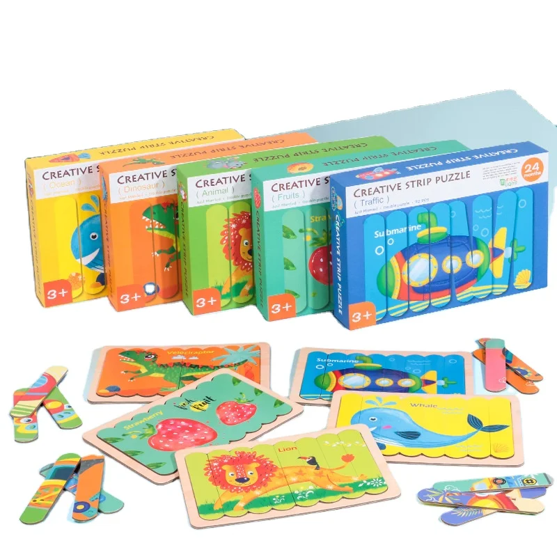 Kids Animal/Ocean/Traffic/Fruit Jigsaw Puzzles Cartoon Paper Baby Toy Puzzle Learning Educational Toy For Children Birthday Gift