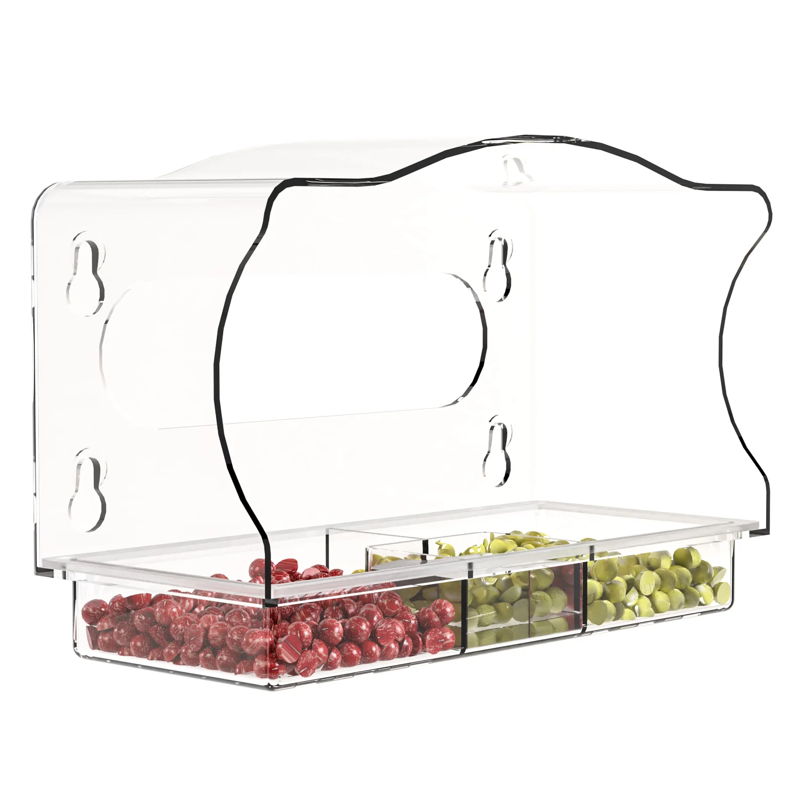 Transparent Acrylic Window Viewing Bird Feeder Hanging Cage Suction Alimentador Adsorption House Type Bird Feeder