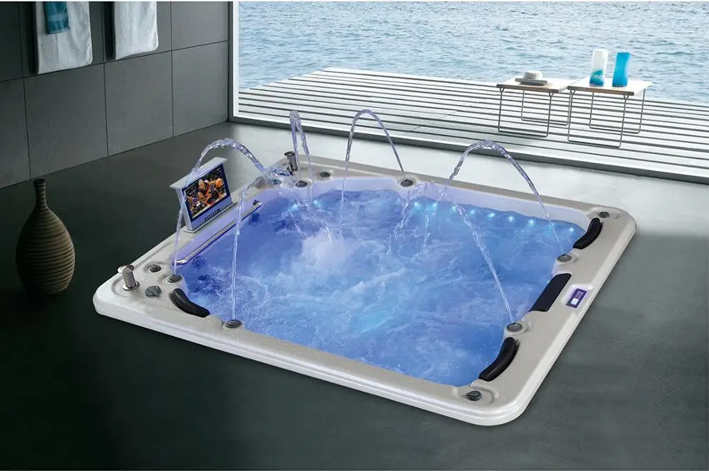 Indoor in ground whirlpool spa