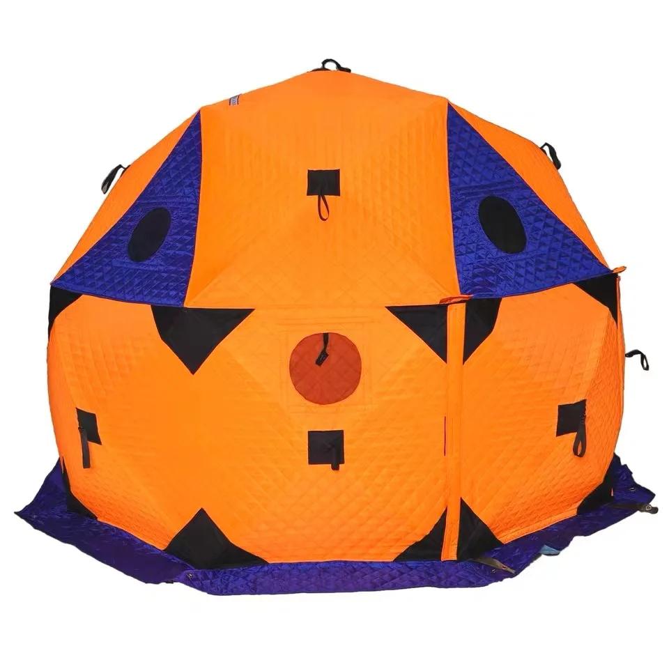 Large Winter Ice Fishing Tent 8-12 Person Camping Tourist Tent Three Layers Cotton Warm Winter Fishing Tent