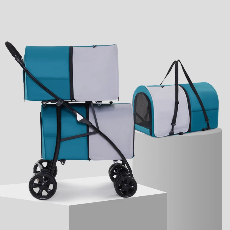 Lightweight Folding Separate Pet Cart Double Layer Pet Stroller Dog Stroller Amazon Best Sellers
