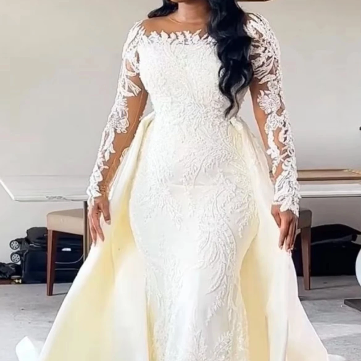 2024 luxury new mermaid wedding gown long sleeve lace wedding dress