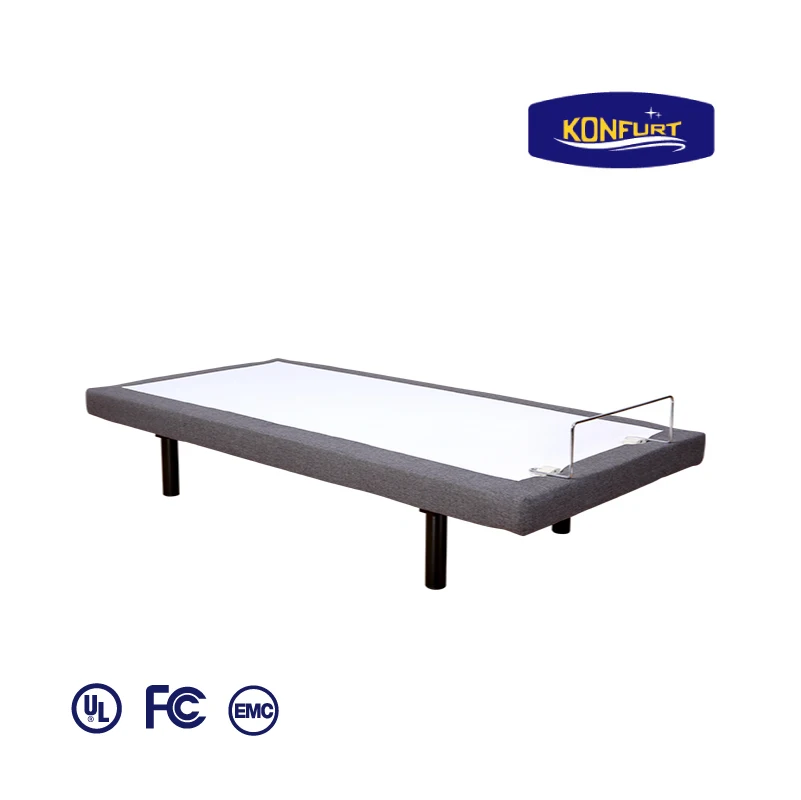 Konfurt Electric Massage Adjustable Bed Head and Foot Control Upholstered Adjustable Bed Base