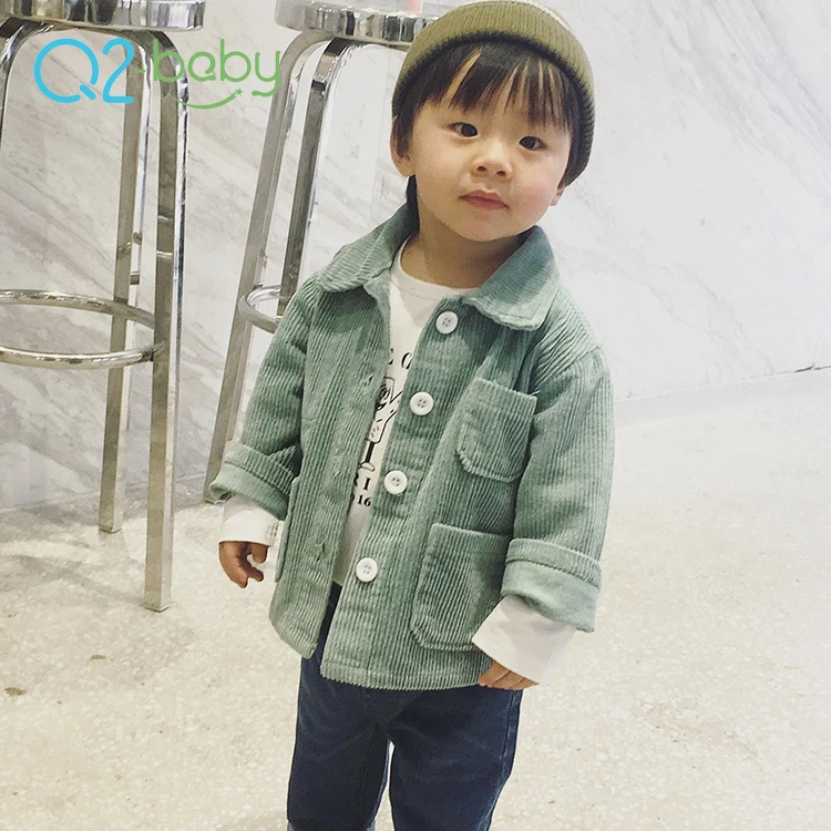 
Q2-baby Korean Version Single Breasted Turn-down Collar Solid Color Boys Girls Jackets Coats 