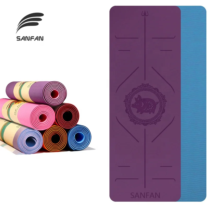 SANFAN Sport Pilates Eco-Friendly 6mm Thick Yoga Mat Bag Carrier Custom Animal Exercise TPE Strap with OEM Logo