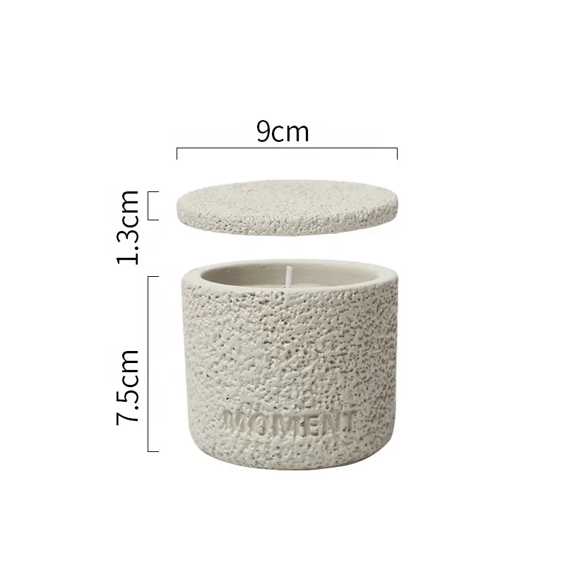 Дешевые Желтый Черный Белый Зеленый Желтый Бежевый цемент тиснением Керамическая свеча банка с крышкой