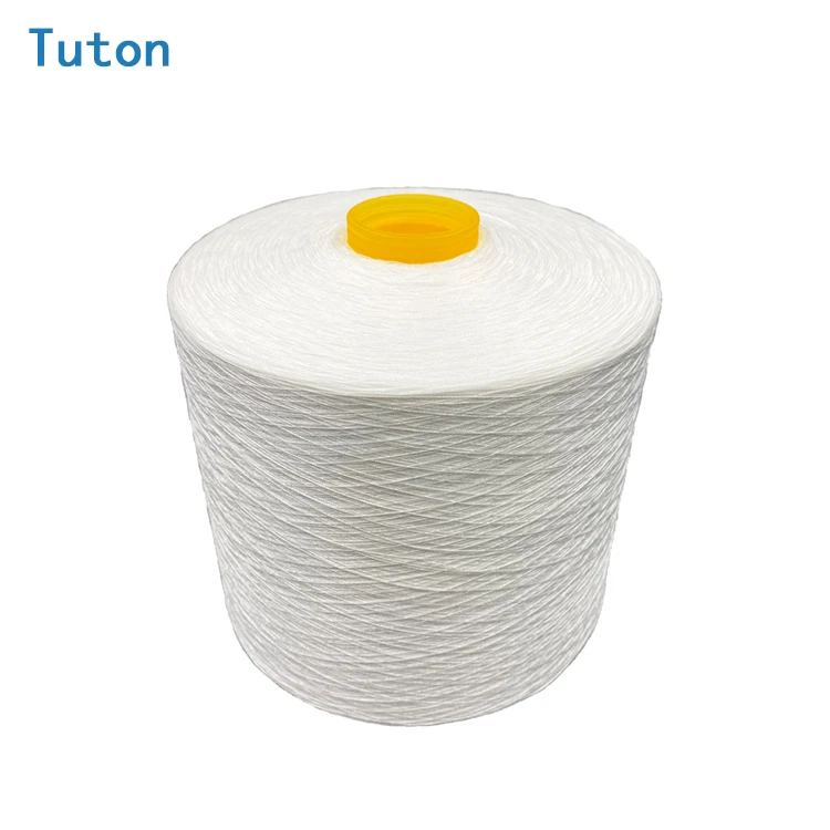 TUTON Raw White 100% Polyester Spun China benang jahit Textiles  On Dye Tube Sewing Thread