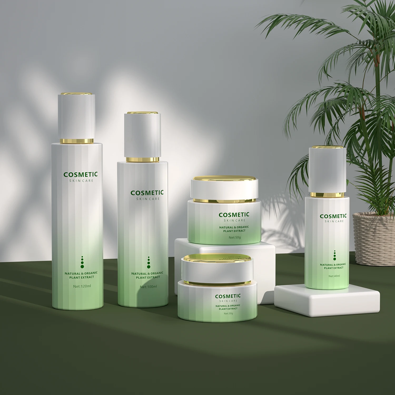 Wholesale Luxury Empty Unique 30g 50g 40ml 100ml 120ml Cream Skincare Lotion Jars And Bottles Glass Cosmetic Packaging Set