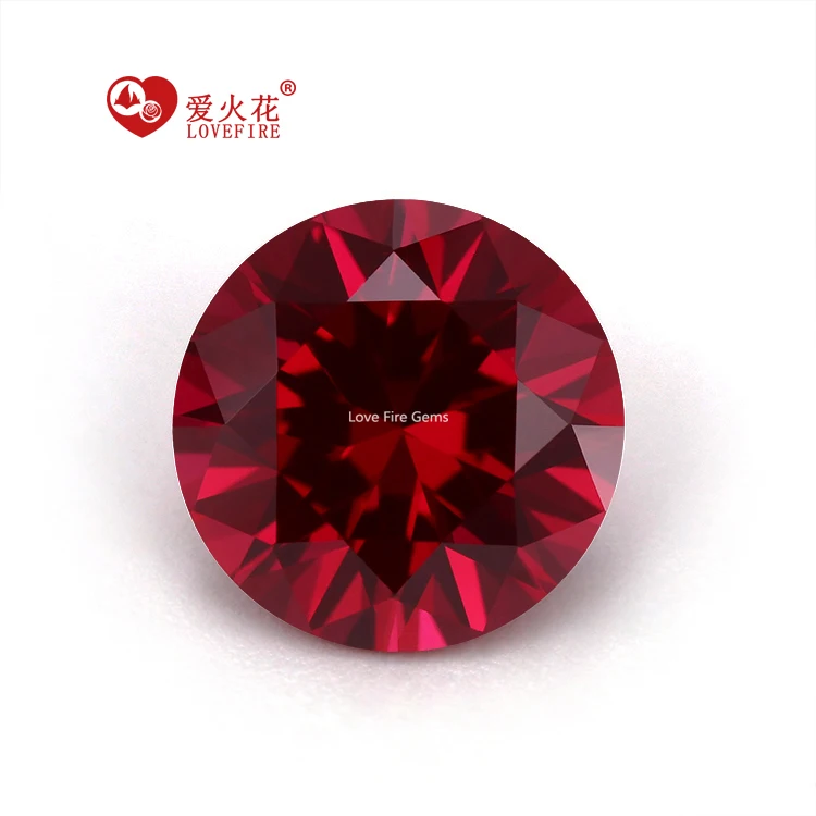 small MOQ wholesale price 3-10mm 8# red corundum faceted round gemstone loose synthetic ruby