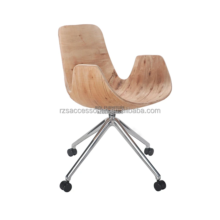 Aluminum Leg Office Chair with Wheels Wood Metal Parts for Home Hotel Villa Gym Use-Multi-Application Furniture for Living Room