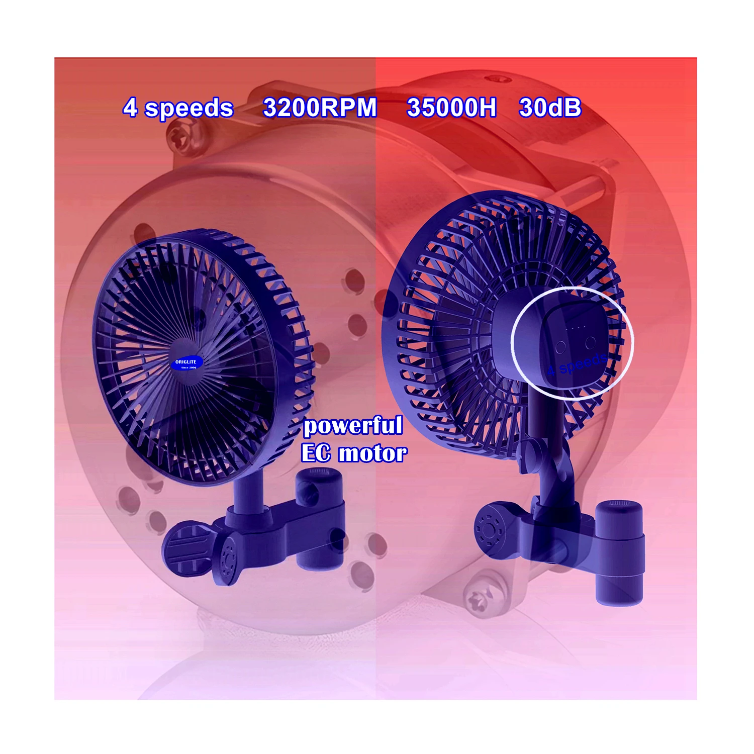New Pole Grip Fan 9-Speed Hydroponic Control Fan 30dB Monkey Fan for Indoor Plant Tent