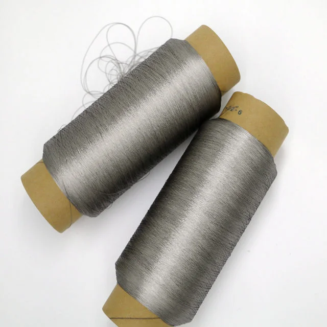 high quality electrically conductive spun yarn 316L stainless steel fiber sewing thread